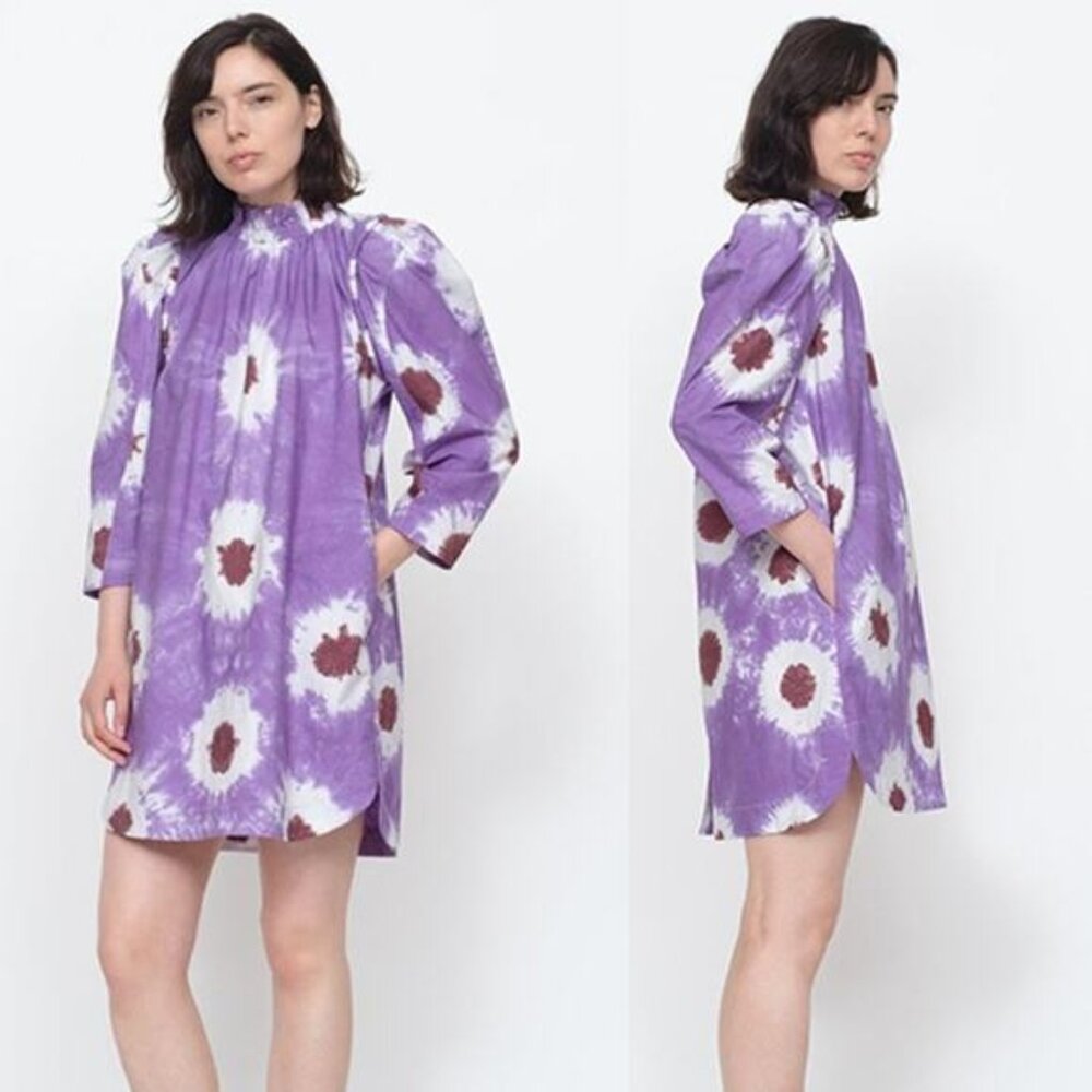 NEW Sea New York Tie Dye Tunic Long Sleeve Mock Neck Purple Mini Dress